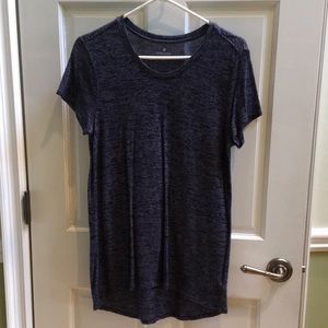 Athleta Scoop Neck Blue and Gray Stripe Top Size S